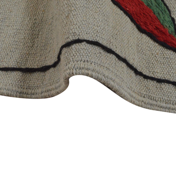 Gray Color Embroidery Flat Weave Kilim 3' 11" x 5' 9" - No. AL66633