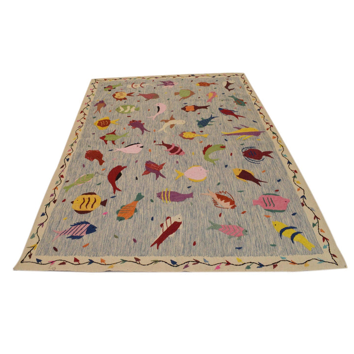 Hand Made Embroidery Kilim 5' 5" x 7' 10" - No. AL81023