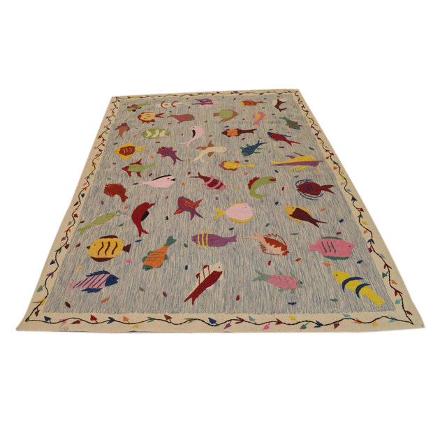 Hand Made Embroidery Kilim 5' 5" x 7' 10" - No. AL81023