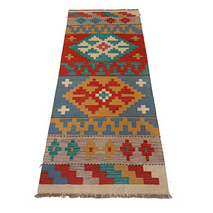 Hand Knotted Afghan Style Kilim Runner 2' 3" x 6' 9" - No. AL62255