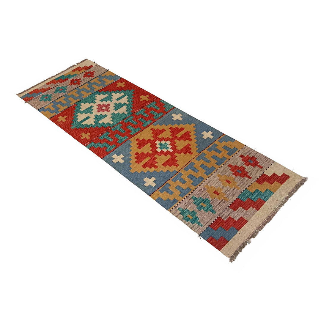 Hand Knotted Afghan Style Kilim Runner 2' 3" x 6' 9" - No. AL62255