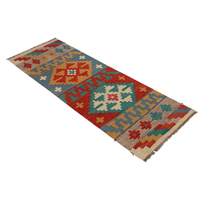 Hand Knotted Afghan Style Kilim Runner 2' 3" x 6' 9" - No. AL62255