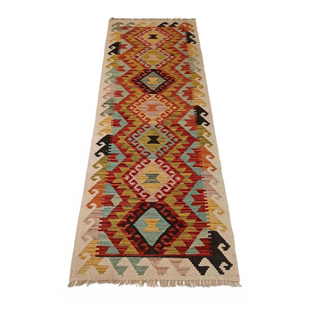 Hand Woven Wool Kelim Runner 2' 1" x 6' 9" - No. AL12144