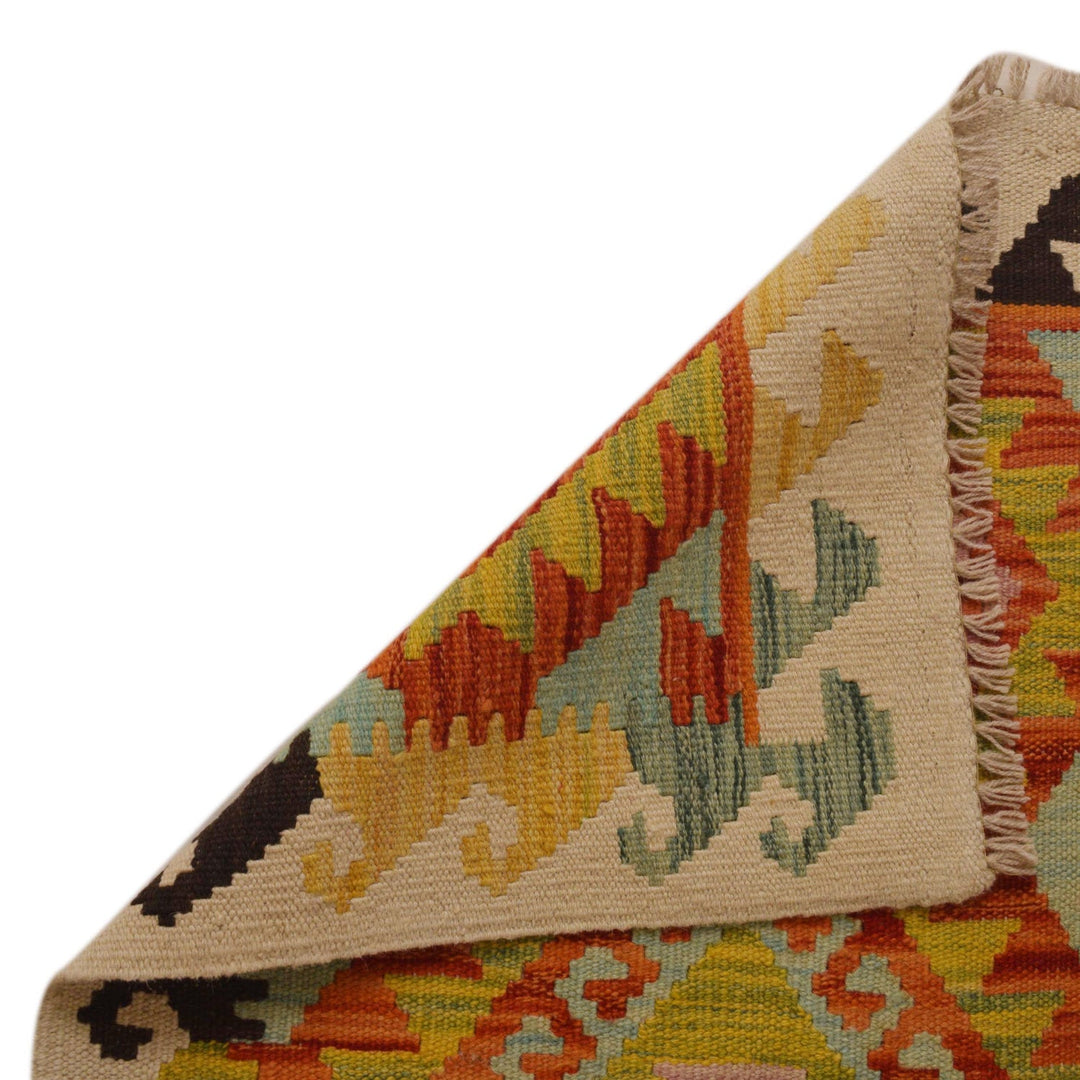 Hand Woven Wool Kelim Runner 2' 1" x 6' 9" - No. AL12144