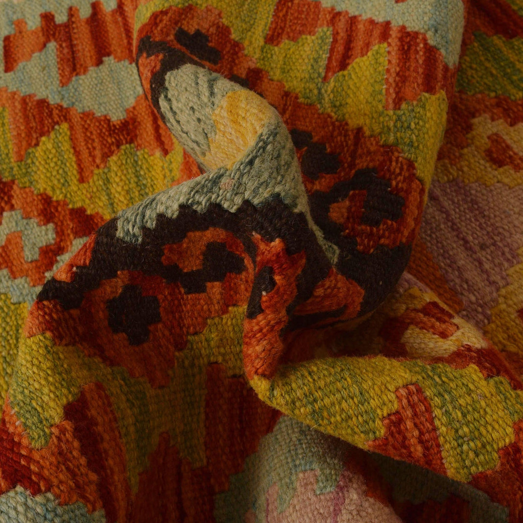 Hand Woven Wool Kelim Runner 2' 1" x 6' 9" - No. AL12144