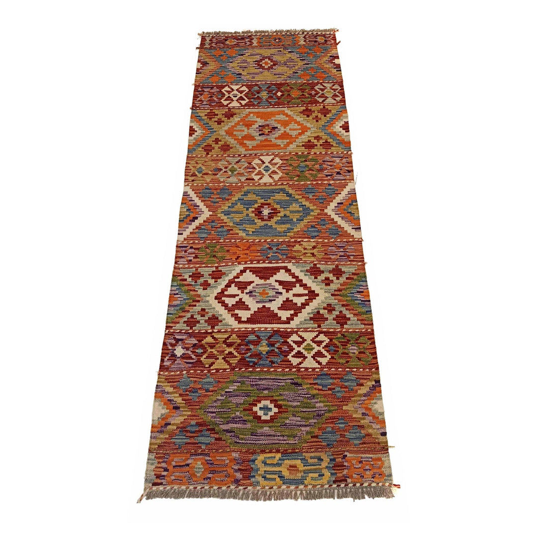 Handmade Turkish Design Wool Kilim Runner 2' 3" x 6' 9" - No. AL78148