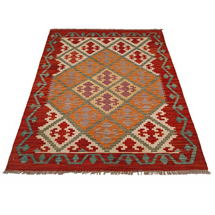 Hand Made Afghan Kilim 3' 4" x 4' 9" - No. AL27043