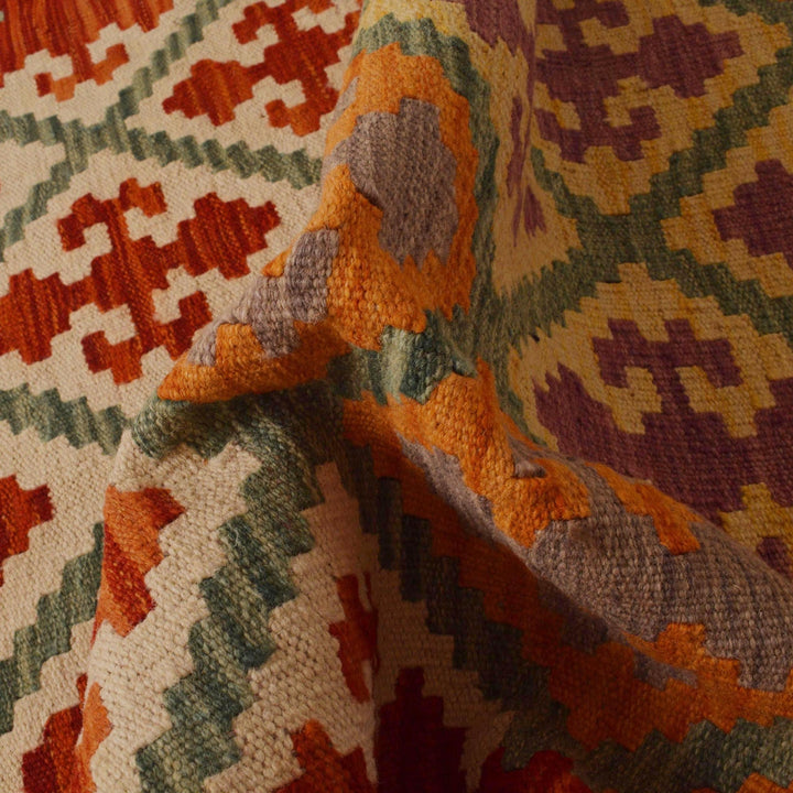 Hand Made Afghan Kilim 3' 4" x 4' 9" - No. AL27043