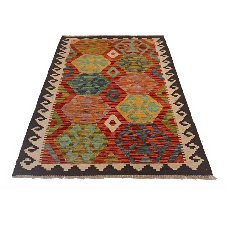 Multi Color ful Flat-Weave Wool Kilim 3' 5" x 5' 1" - No. AL51295