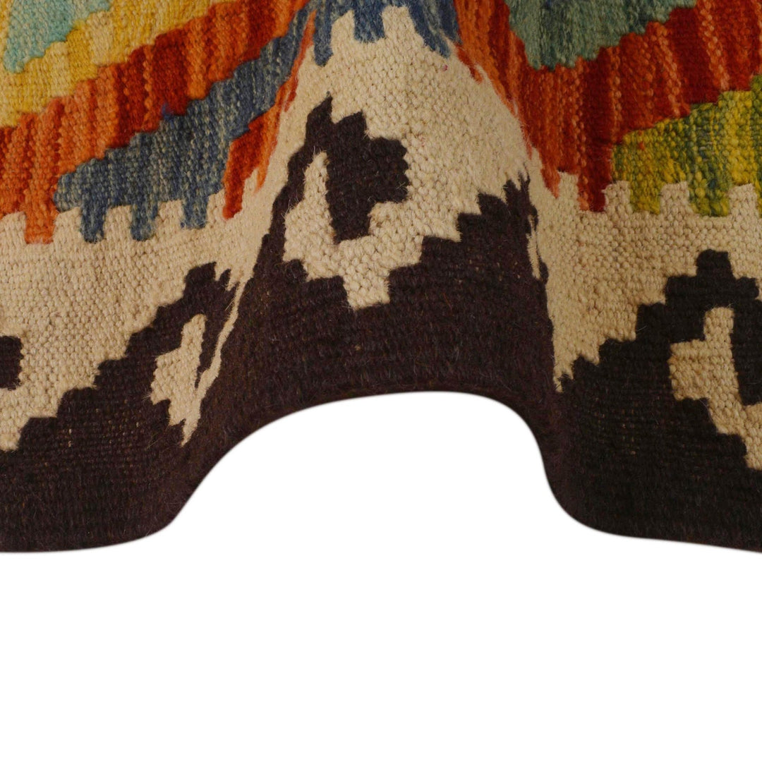 Multi Color ful Flat-Weave Wool Kilim 3' 5" x 5' 1" - No. AL51295