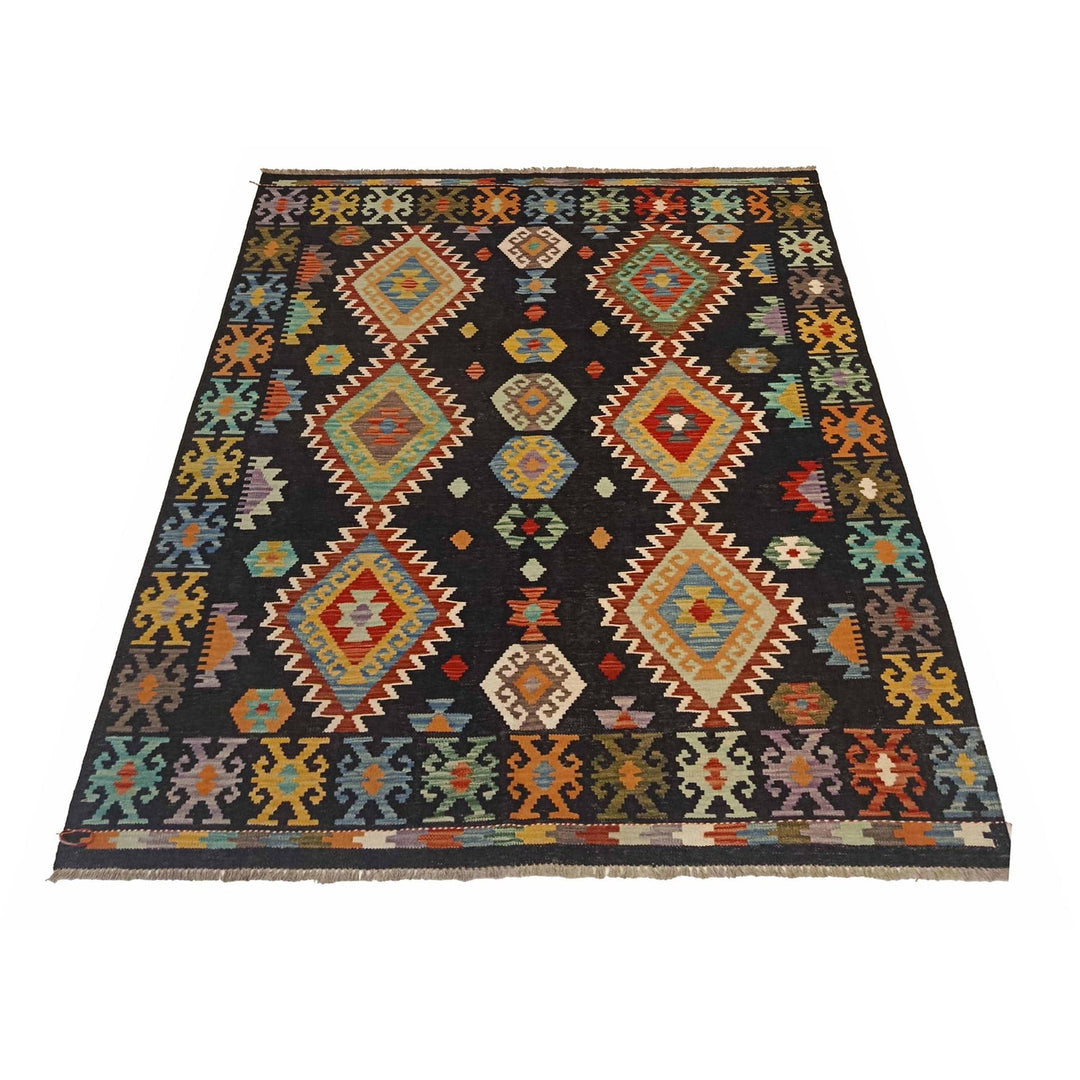Hand Knotted Afghan Style Kilim 5' 0" x 6' 7" - No. AL50784