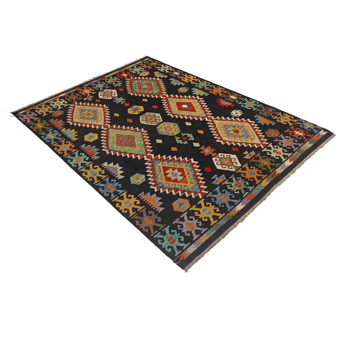 Hand Knotted Afghan Style Kilim 5' 0" x 6' 7" - No. AL50784