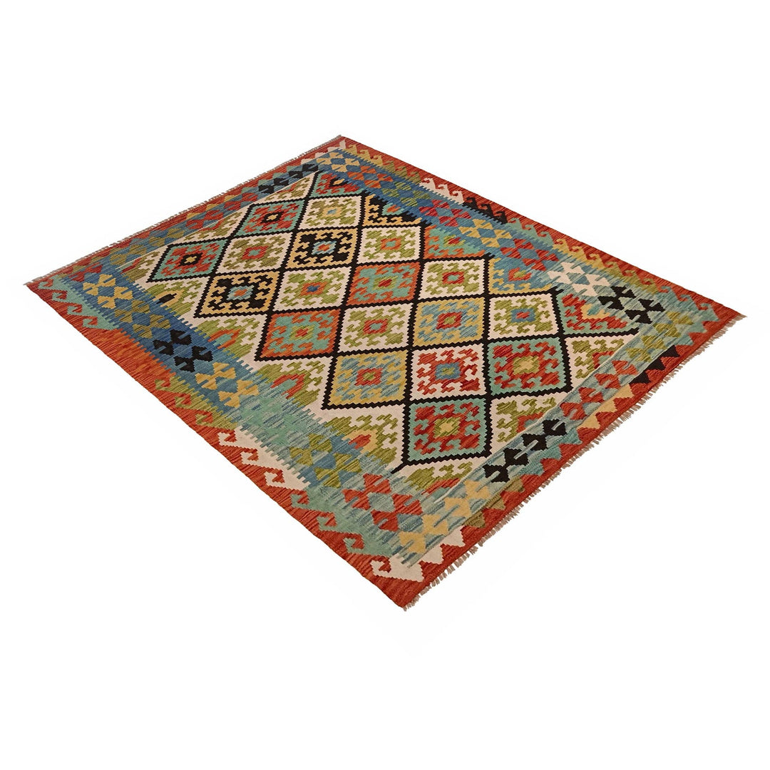 Hand Woven Wool Kelim 5' 1" x 6' 11" - No. AL63794