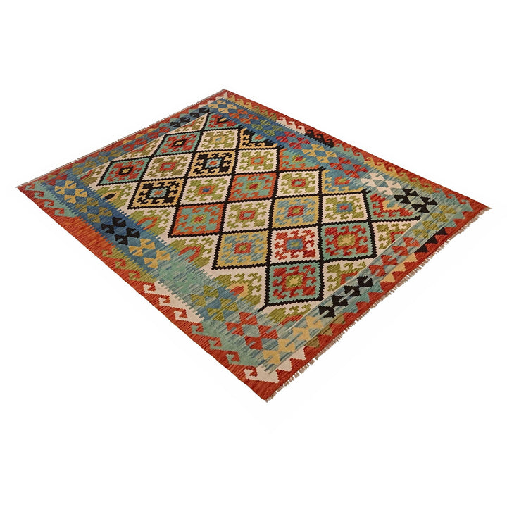 Hand Woven Wool Kelim 5' 1" x 6' 11" - No. AL63794