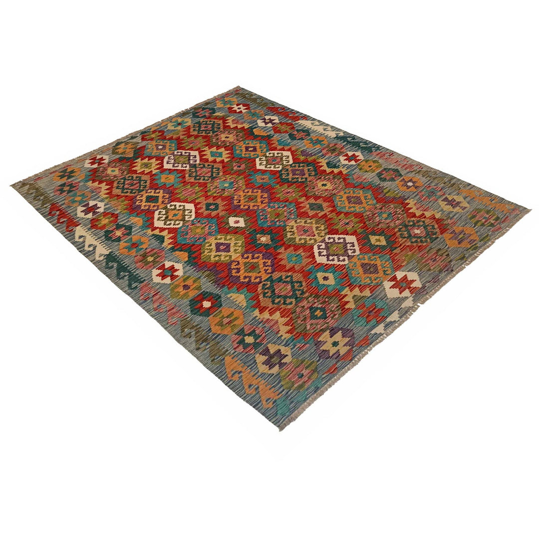 Handmade Turkish Design Wool Kilim 4' 11" x 6' 5" - No. AL16812