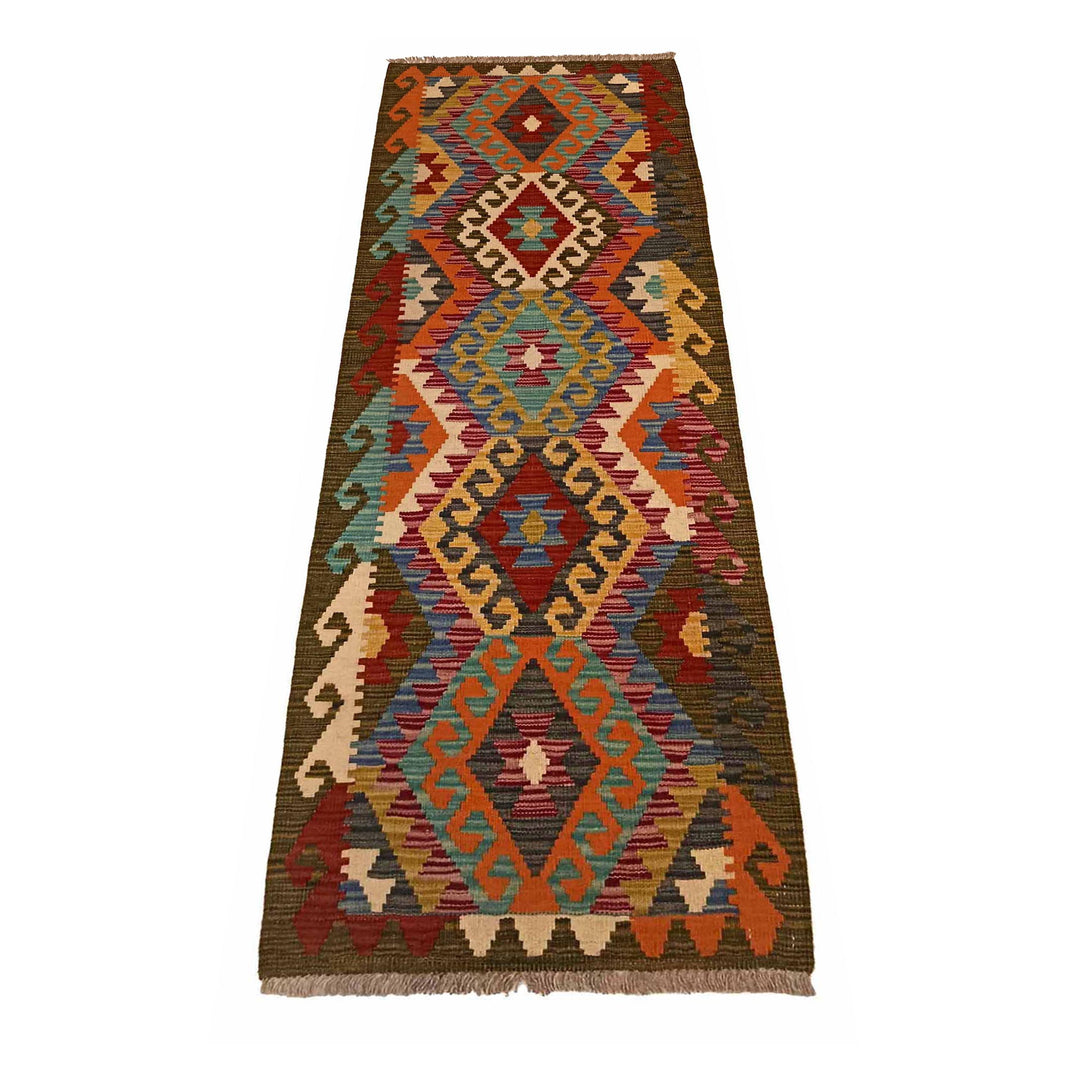 Afghan Vegetable Kilim Runner 1' 10" x 6' 4" Flat-Weave detail