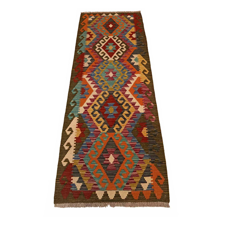 Afghan Vegetable Kilim Runner 1' 10" x 6' 4" Flat-Weave detail
