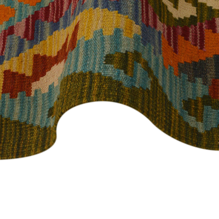 Afghan Vegetable Kilim Runner 1' 10" x 6' 4" Flat-Weave texture