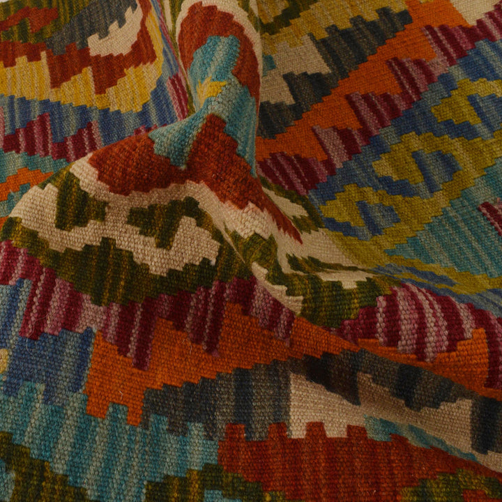 Afghan Vegetable Kilim Runner 1' 10" x 6' 4" Flat-Weave reverse