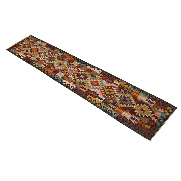 Hand Woven Wool Kelim Runner 1' 10" x 9' 5" - No. AL27365