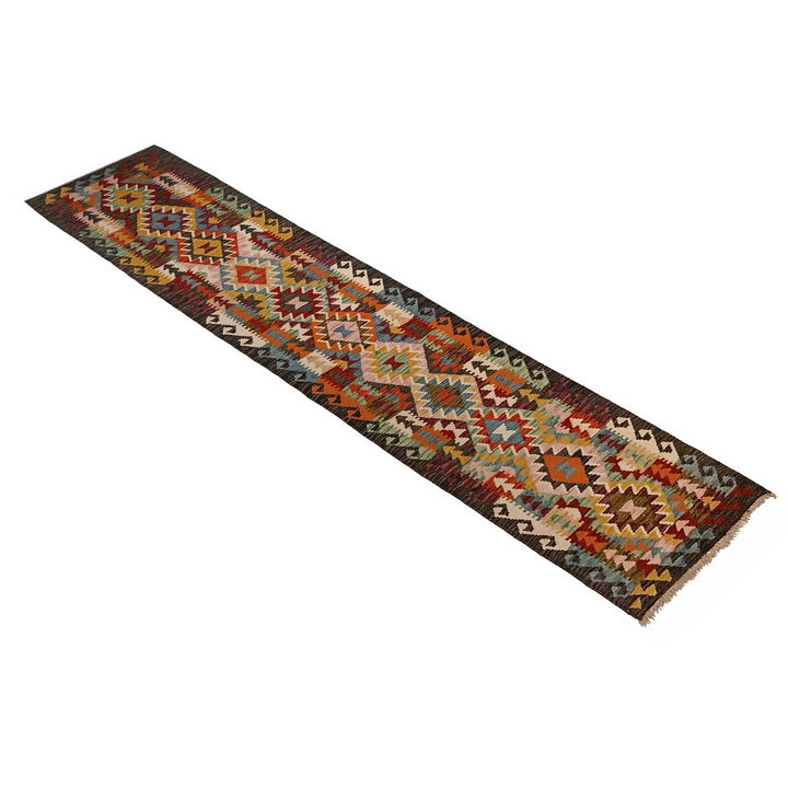 Hand Woven Wool Kelim Runner 1' 10" x 9' 5" - No. AL27365