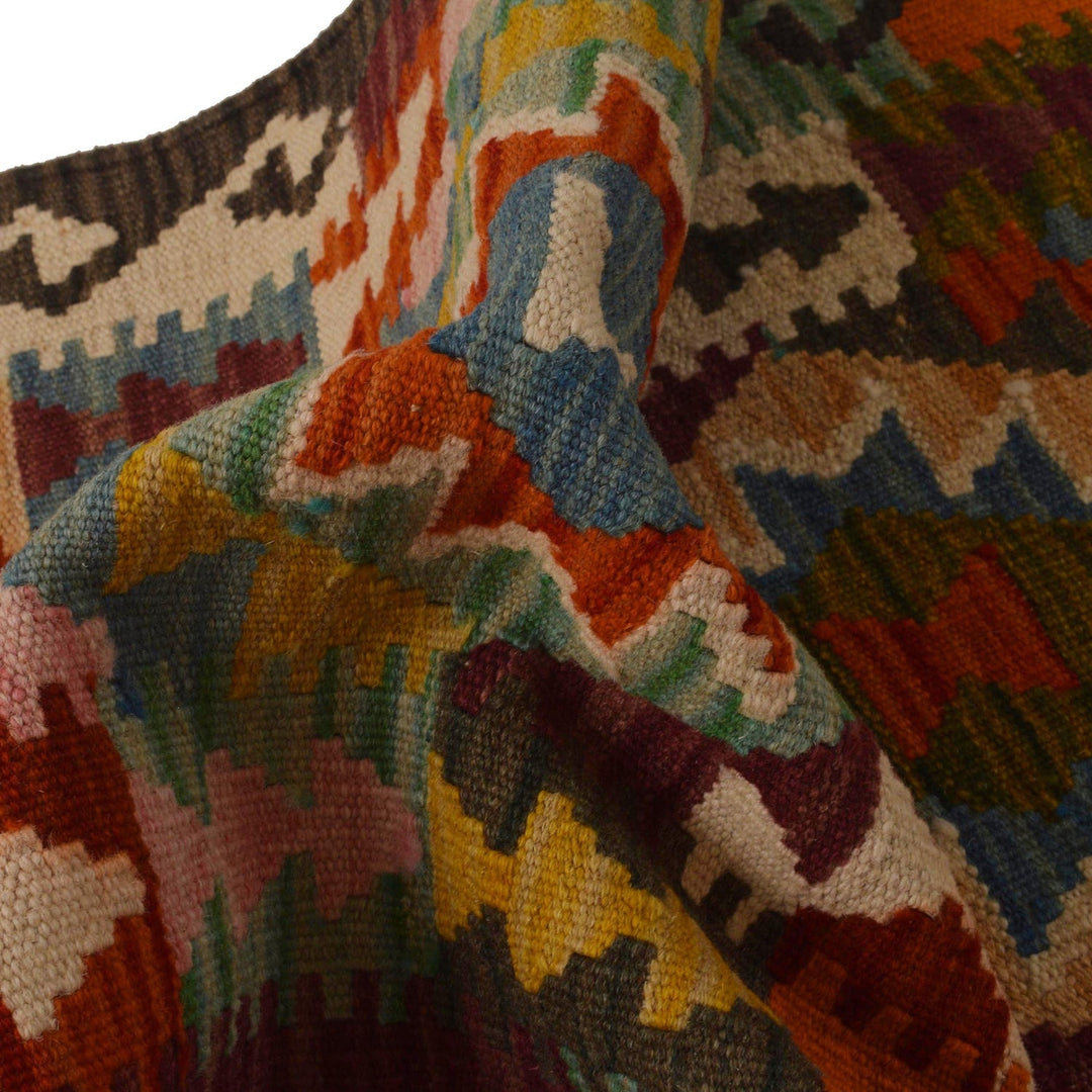 Hand Woven Wool Kelim Runner 1' 10" x 9' 5" - No. AL27365