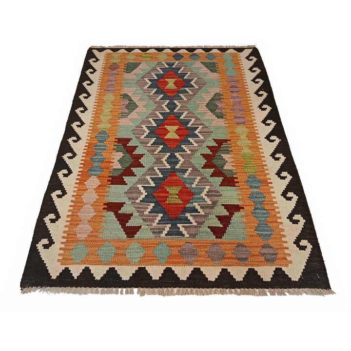 Afghan Vegetable Kilim Rug 2' 7" x 4' 4" Flat-Weave detail