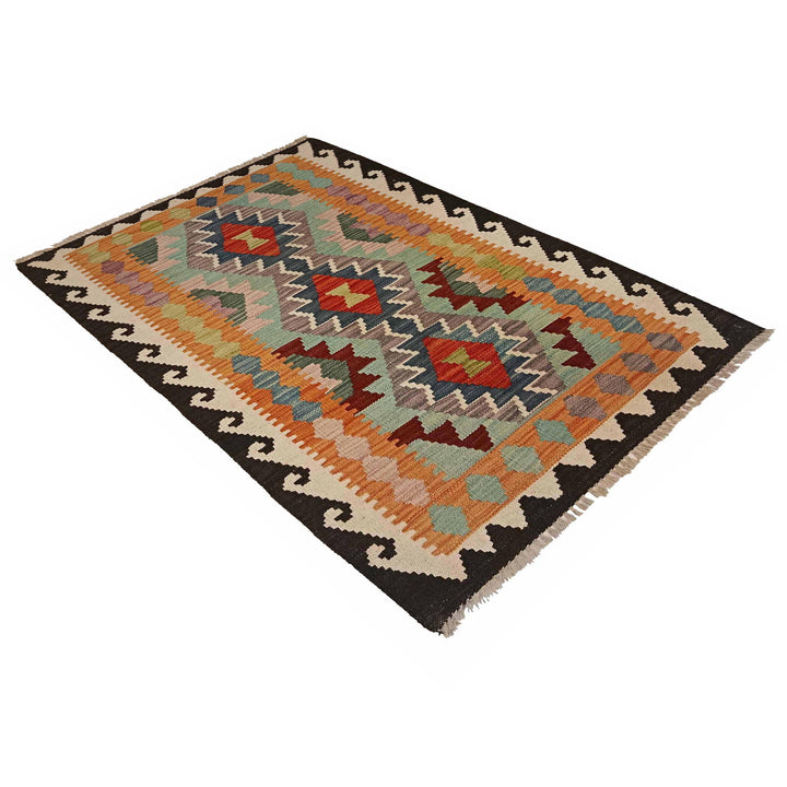 Afghan Vegetable Kilim Rug 2' 7" x 4' 4" Flat-Weave view