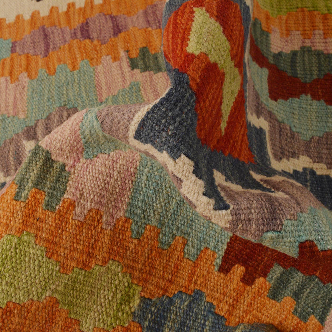 Afghan Vegetable Kilim Rug 2' 7" x 4' 4" Flat-Weave reverse