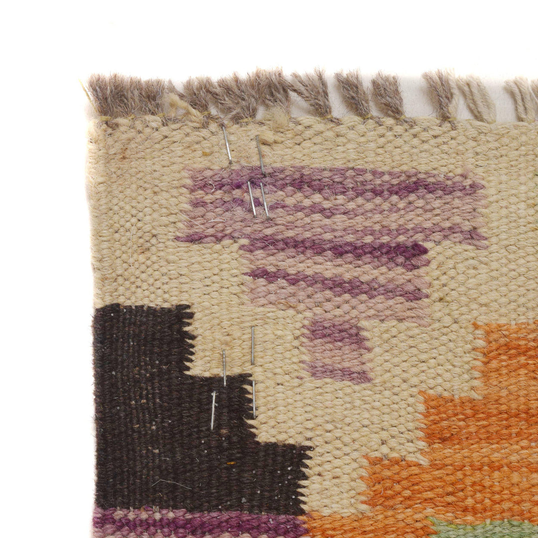 Afghan Vegetable Kelim Runner 1' 7" x 9' 8" Flat-Weave pattern