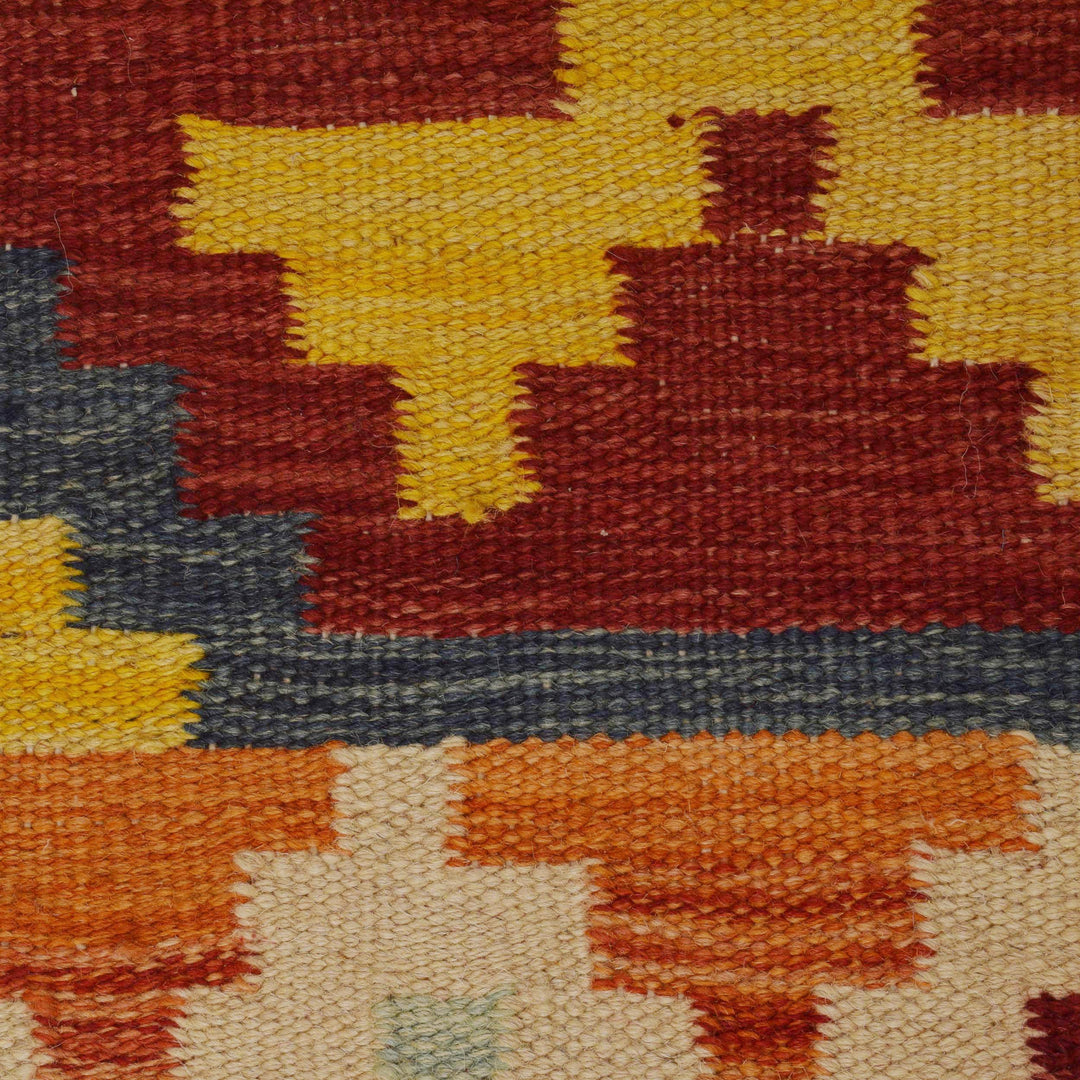 Afghan Vegetable Kelim Runner 1' 7" x 9' 8" Flat-Weave border