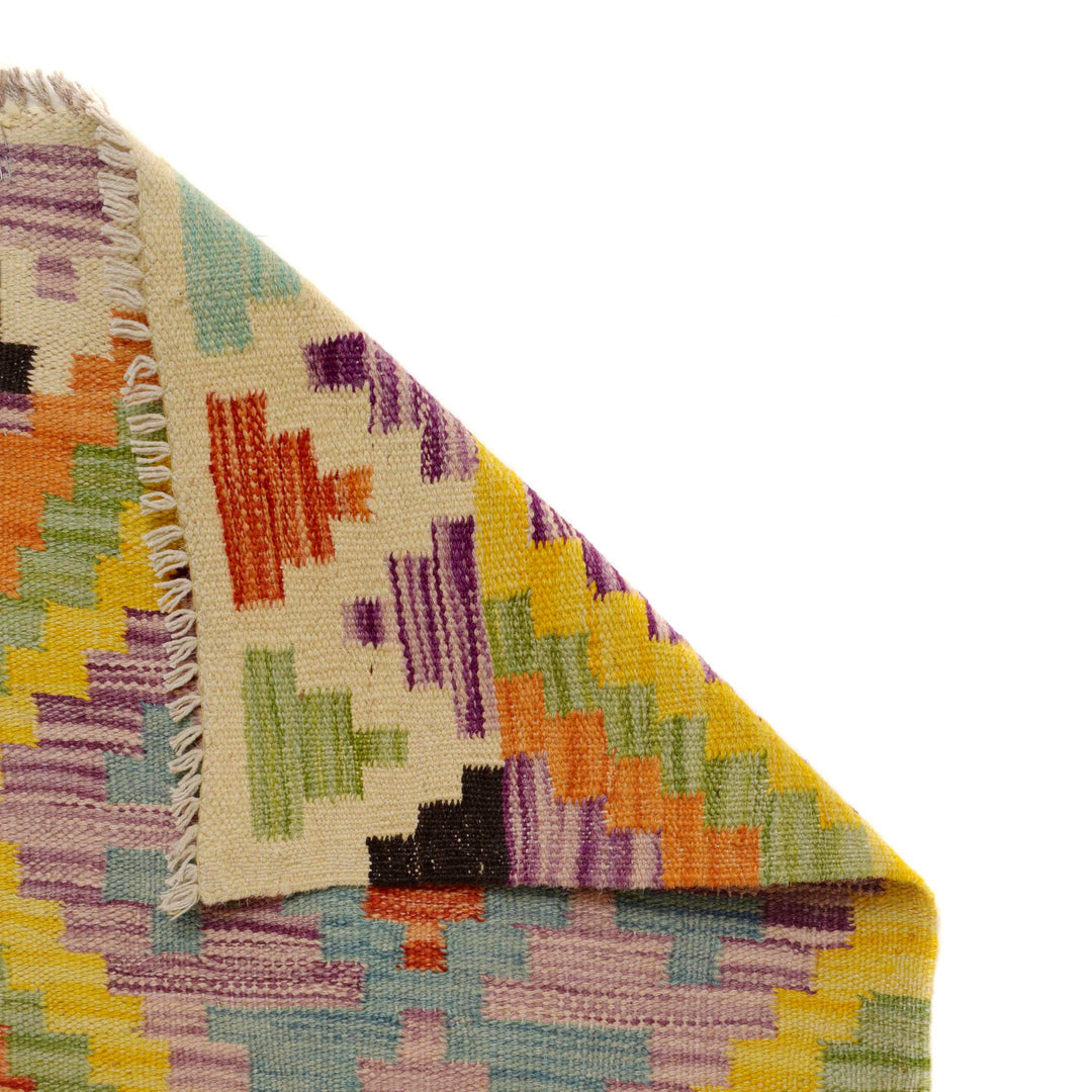 Afghan Vegetable Kelim Runner 1' 7" x 9' 8" Flat-Weave field