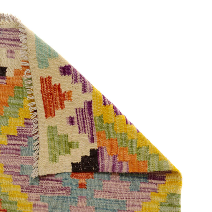Afghan Vegetable Kelim Runner 1' 7" x 9' 8" Flat-Weave field