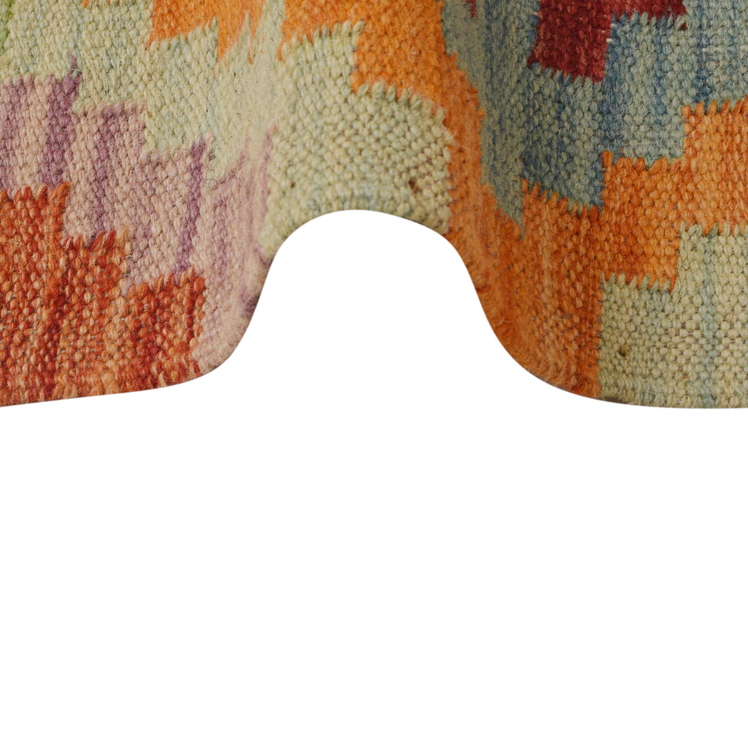 Afghan Vegetable Kelim Runner 1' 7" x 9' 8" Flat-Weave texture