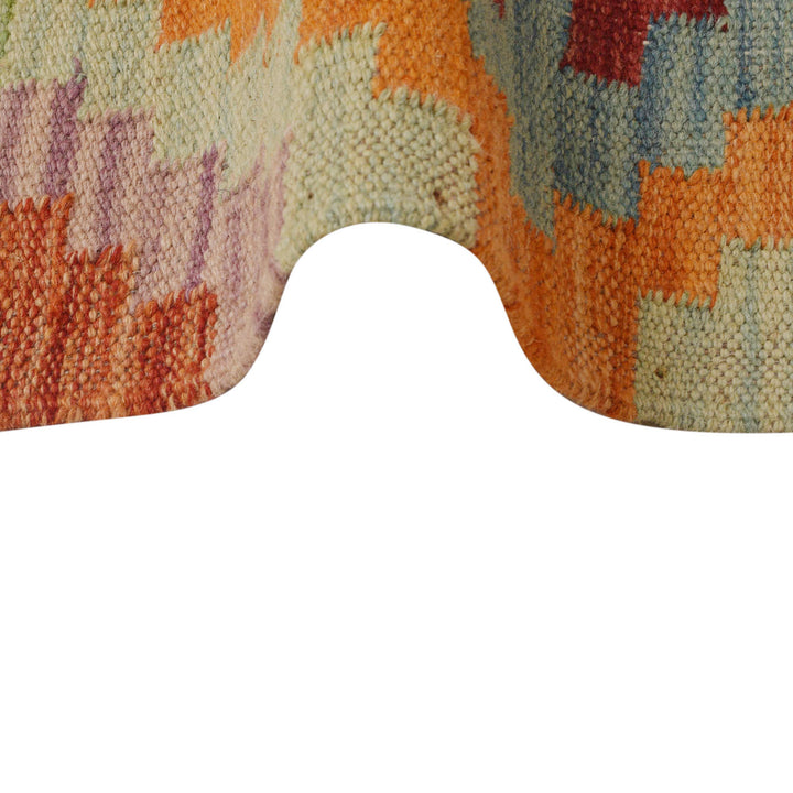 Afghan Vegetable Kelim Runner 1' 7" x 9' 8" Flat-Weave texture