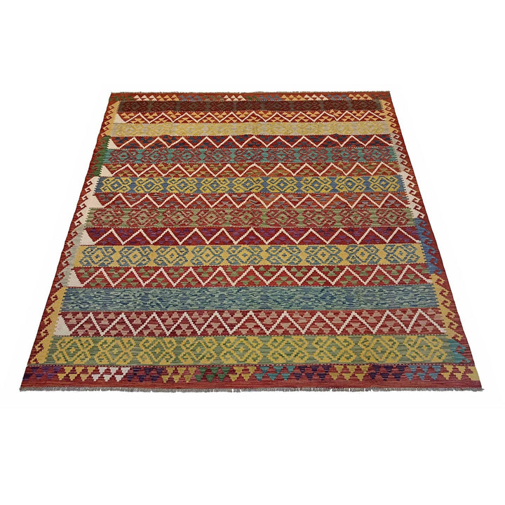 Hand Knotted Afghan Style Kilim 8' 3" x 9' 9" - No. AL77431