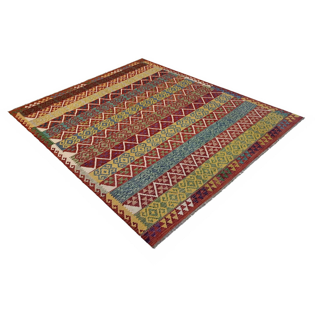 Hand Knotted Afghan Style Kilim 8' 3" x 9' 9" - No. AL77431