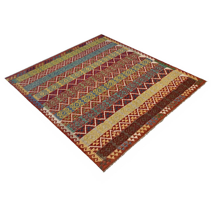 Hand Knotted Afghan Style Kilim 8' 3" x 9' 9" - No. AL77431
