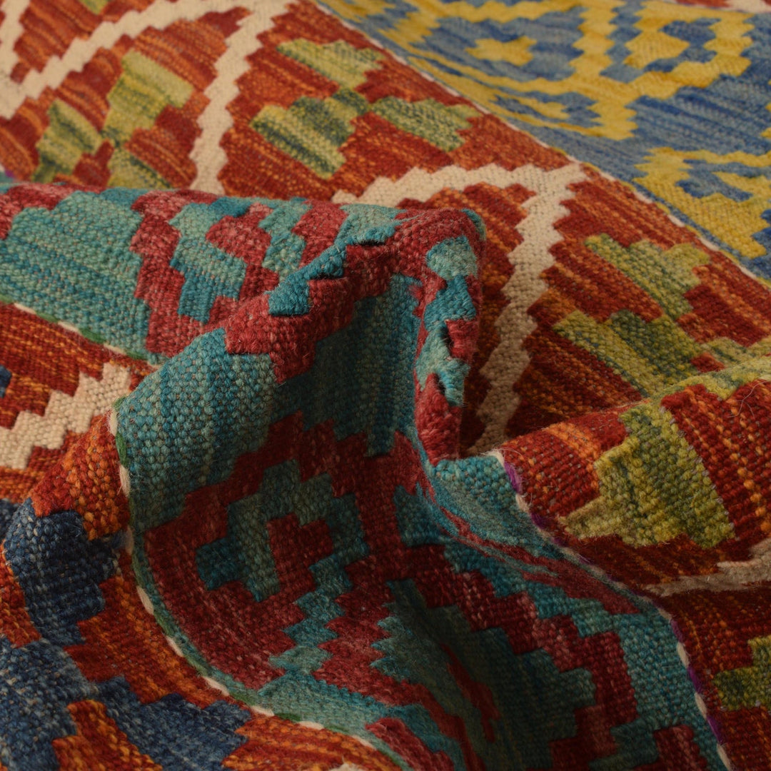 Hand Knotted Afghan Style Kilim 8' 3" x 9' 9" - No. AL77431