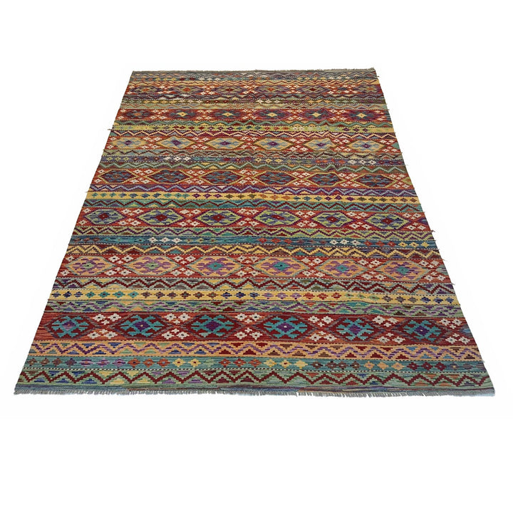 Afghan Kilim Rug 7' 11" x 11' 3" Flat-Weave detail