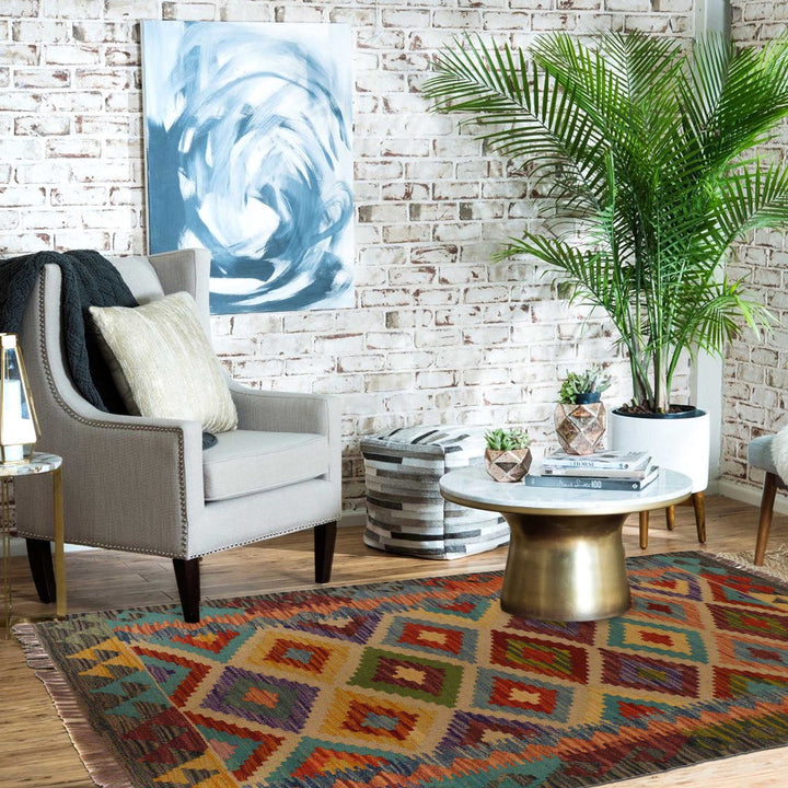 Hand Knotted Afghan Style Kilim 2' 8" x 4' 2" - No. AL84664