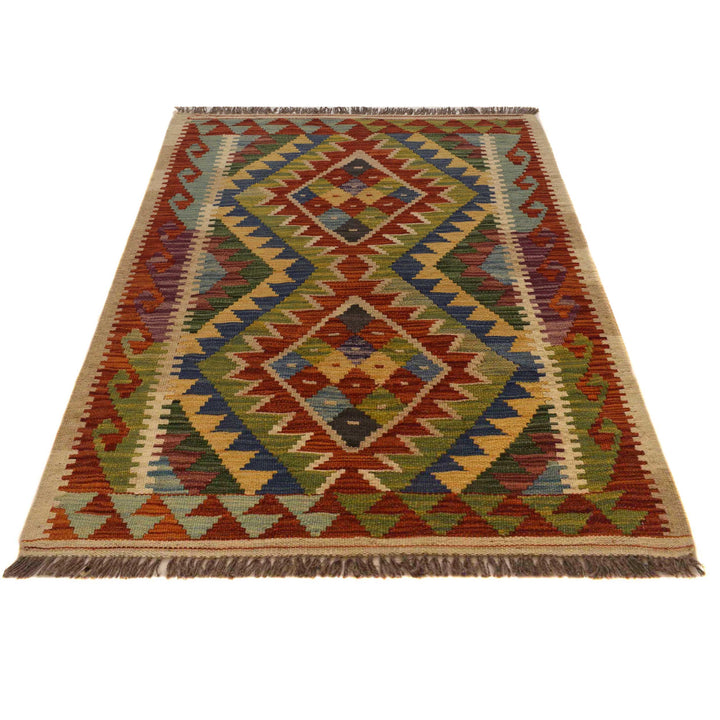 Afghan Vegetable Kilim Rug 2' 11" x 3' 11" Flat-Weave view