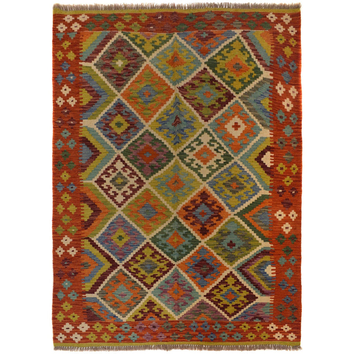 Hand Woven Wool Kelim 5' 1" x 6' 4" - No. AL62202