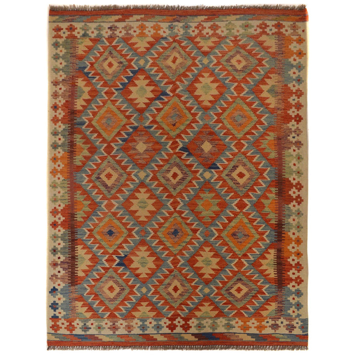 Handmade Turkish Design Wool Kilim 5' 2" x 6' 8" - No. AL38331