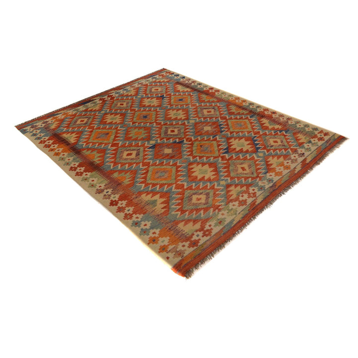 Handmade Turkish Design Wool Kilim 5' 2" x 6' 8" - No. AL38331