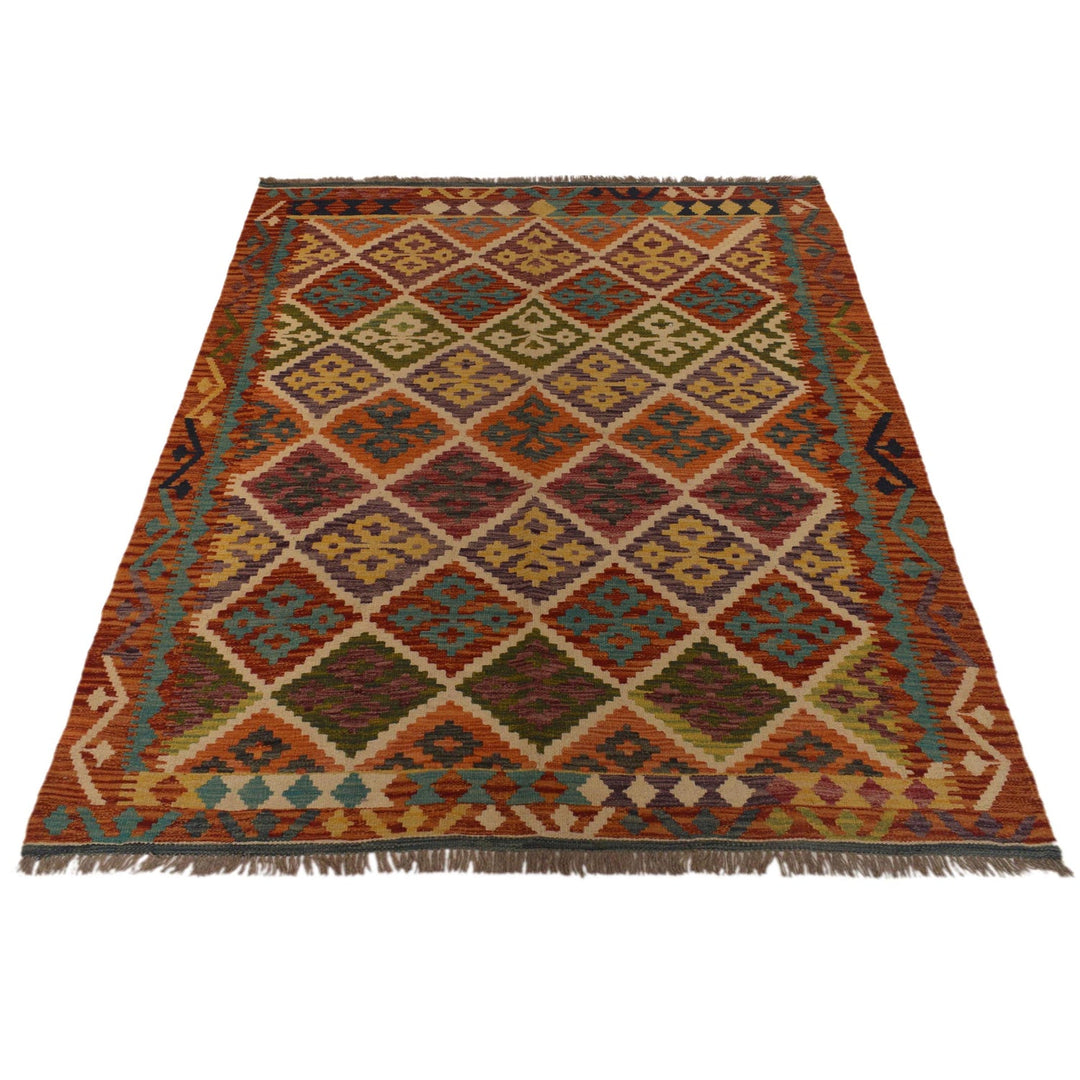 Hand Knotted Flatweave Kilim 4' 11" x 6' 6" - No. AL10432