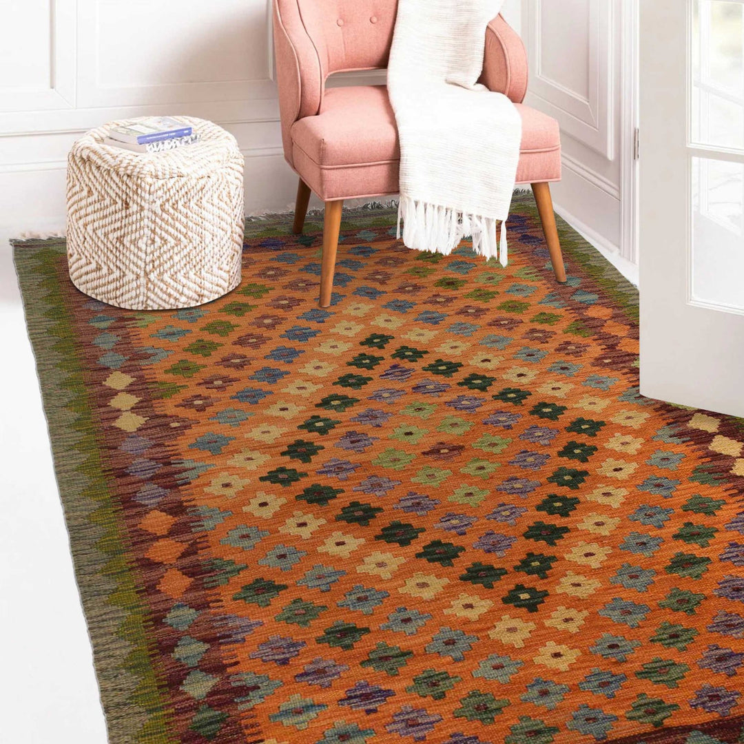 Handmade Vegetable Kelim 3' 5" x 5' 1" - No. AL69500