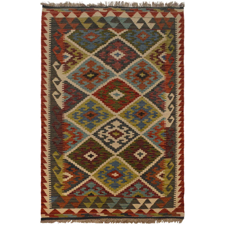Hand Knotted Afghan Style Kilim 3' 3" x 5' 5" - No. AL92244