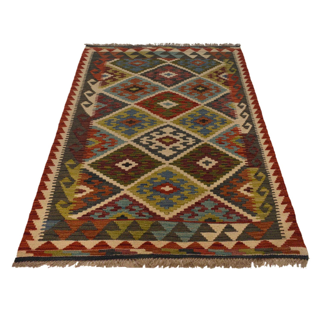 Hand Knotted Afghan Style Kilim 3' 3" x 5' 5" - No. AL92244