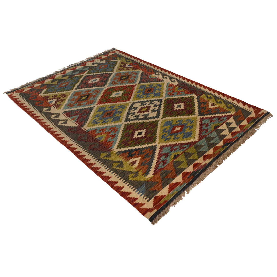 Hand Knotted Afghan Style Kilim 3' 3" x 5' 5" - No. AL92244